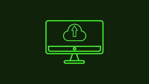 Upload and download cloud icon and desktop.
