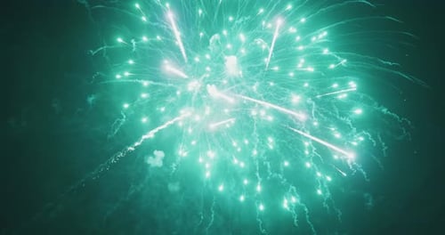 Aerial View of Colorful Fireworks Display at Night