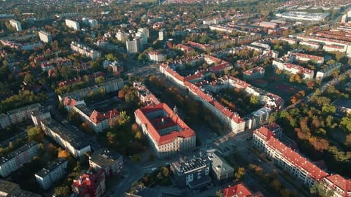 Aerial View of Residential Neighborhood in Wroclaw Poland