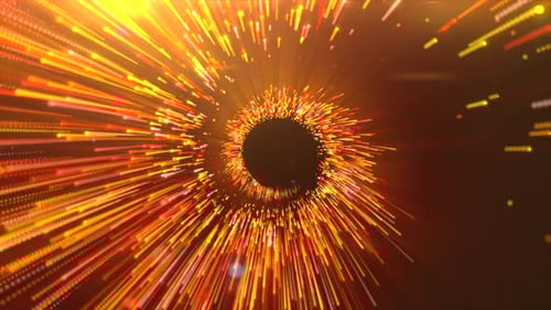 Bright Flying Sparks of Particles Spinning in a Circle Follow the Flashing Star