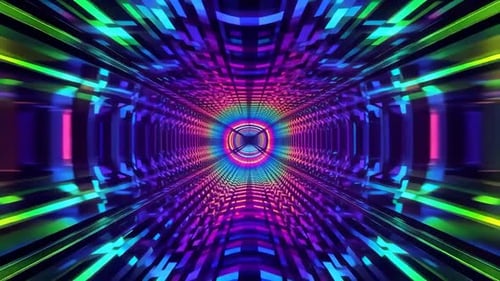 Neon Geometric Sci Fi Tunnel VJ Loop Motion Graphics