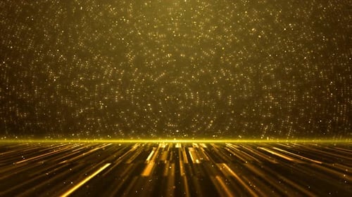 Golden Glitter Particles Stage Background for Awards and Events