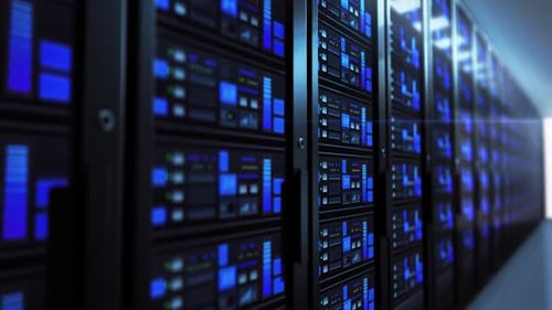 Modern Server Racks in Data Center Animation