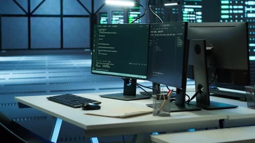 Computers in Data Center Used for Monitoring Security Attacks