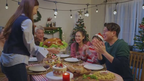 Multi-Generational Family Celebrates Christmas at Home