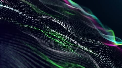 Blue Waves Stunning Surface OF Neon Glow Particles Form Waves particle