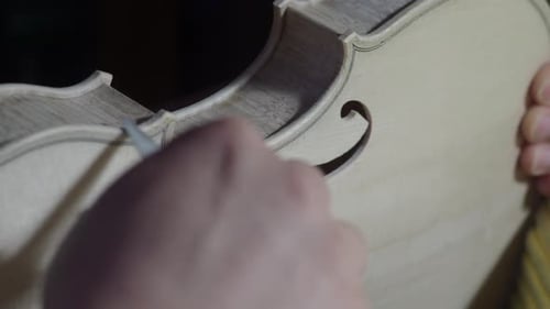 Crafting a Violin: Hand Carving F-Holes Detail