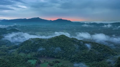 Beautiful aerial view of the valley landscape in the morning.