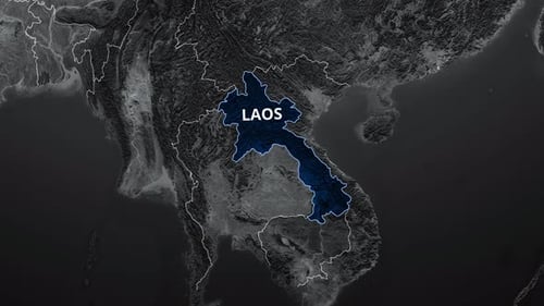 Karte von Laos Blaue Farbe 4K