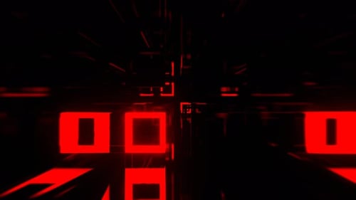 Red And Turquoise Strobe Abstract Tunnel Of Neon Squares Background Vj Loop I 4K