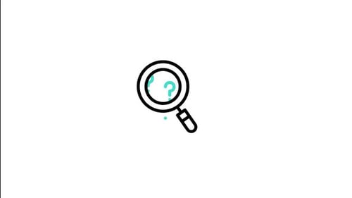 Animated Search and Question Mark Icon Line Art