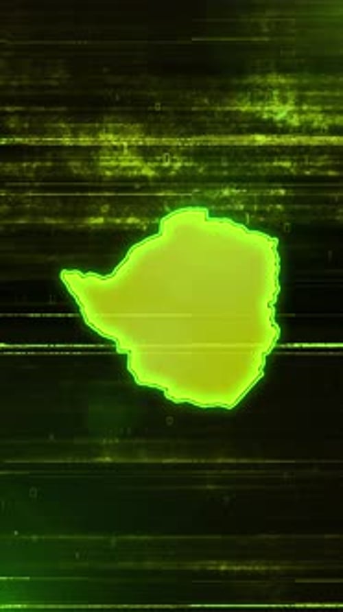 Zimbabwe Digital Futuristic Glitch Map