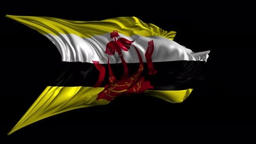 Realistic Waving Brunei Flag Animation on Alpha Channel Background