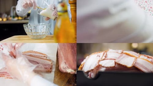 Four Videos with the Preparation of BACON Wraped PORK LOIN Roasted in APPLE CIDER Recipe