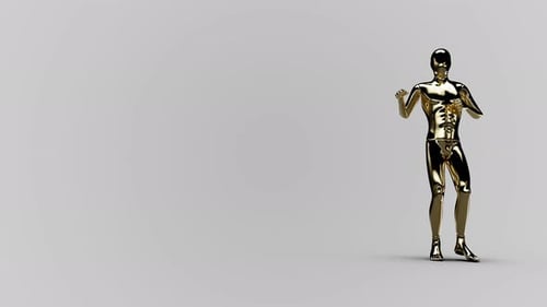 Shiny Golden Robot Mannequin Dance Animation