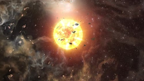 A powerful sun-like star emitting bright energy in the vast universe.