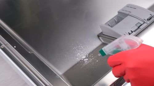 Hand in Glove Cleaning Dishwasher Interior