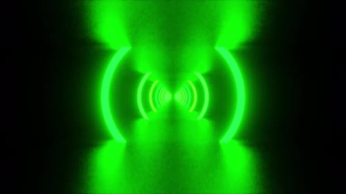 Green Neon Half Round Tunnel Vj Loop Background Animation