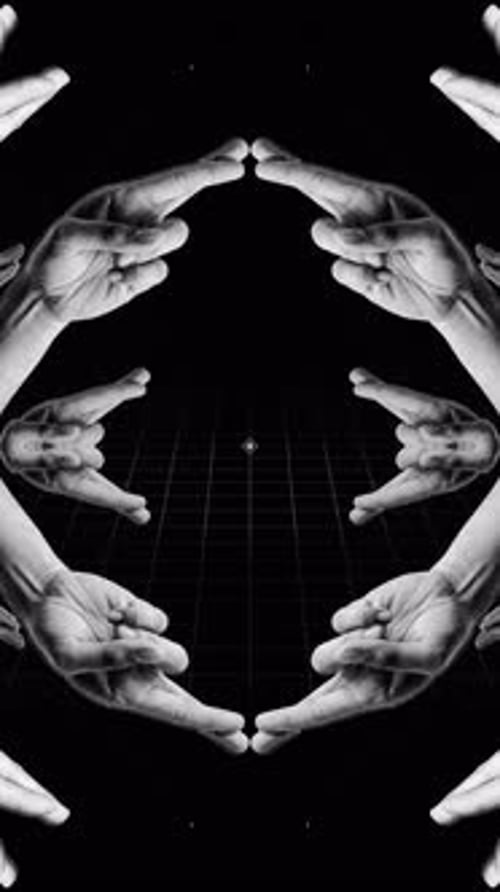 Abstract Looping Geometric Pattern with Black and White Hands