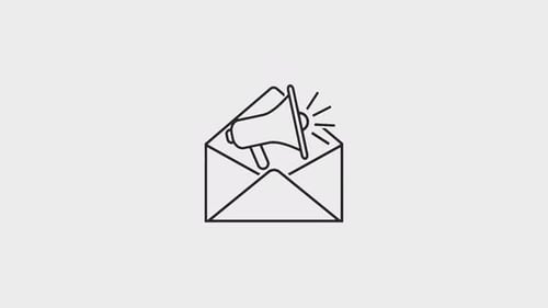 Line Art Megaphone Broadcast from Email Envelope Icon