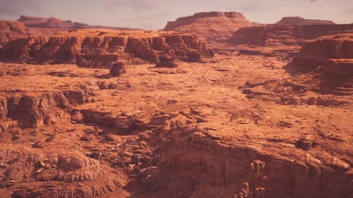 Martian Desert Landscape Aerial Flyover 3D Animation