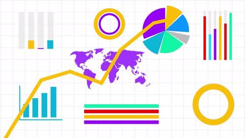 business graph analysis animation, finance diagram infographic