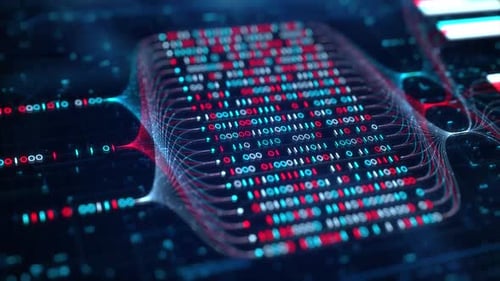 Neural Network Big Data Flow Visualization Binary Matrix Code of Zeros and Ones AI Machine Learning