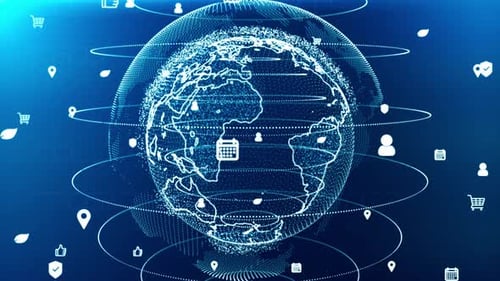 Abstract Tech Earth Globalization Transmit Ai Networking on Fiber Optic