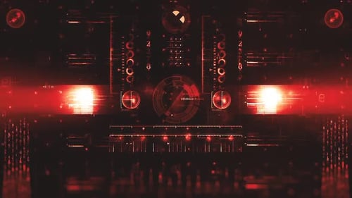 Red Futuristic HUD Data Display Interface