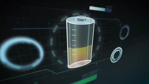 Futuristic Digital Battery Charging HUD Animation