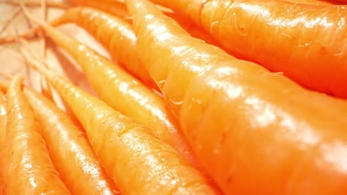Macro video of baby carrots shot with a probe lens