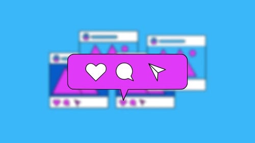 Animated Social Media Interface with Engagement Icons