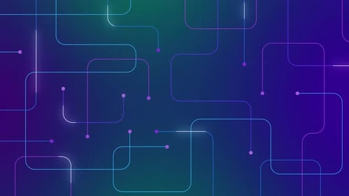 Animated abstract technology background. futuristic cyberspace, connected dots, circuit board