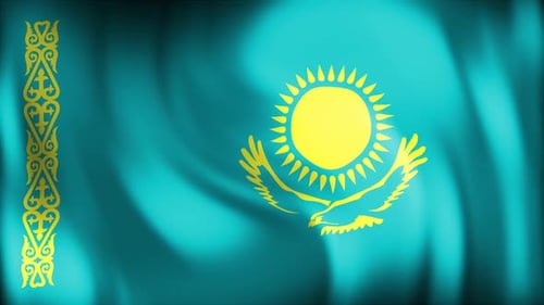 Kazakhstan National Flag Waving