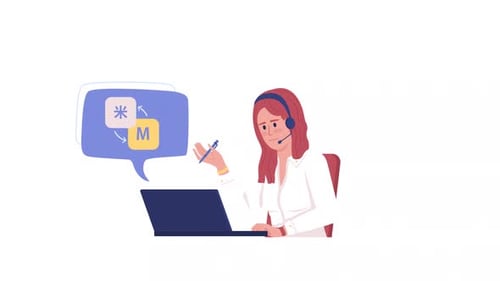 Animated Agent with Headset and Translation Bubble