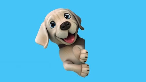 Fun 3D cartoon white Labrador retriever (with alpha channel included)