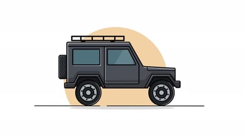 4k Animationsvideo mit schwarzem Jeep-Auto