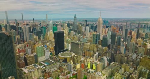 Densely built New York city panorama at daytime. Outstanding metropolis