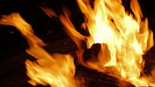 Camping Fire at Night Close Up Abstract