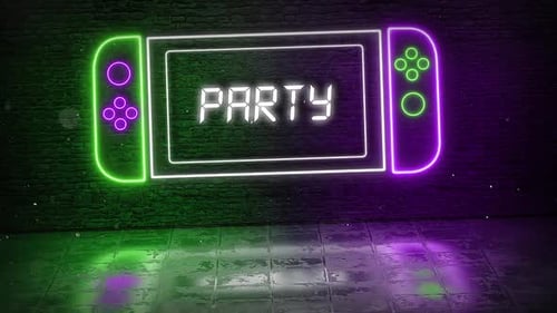 Consola de juegos Party In Neon púrpura y verde