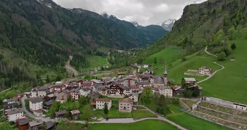 Aerial Perspective of Rocca Pietore Italy Beautiful Mountain Town