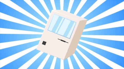 Rotating Retro Computer Animation with Radial Background