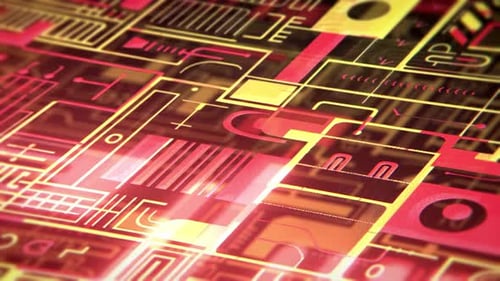 4k Isometric Hi-Tech Cyberpunk Animated Background Pattern Loop