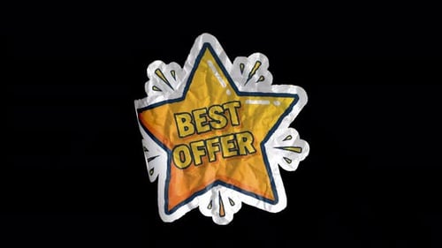 Animated Best Offer Star Sticker with Crumpled Paper Texture