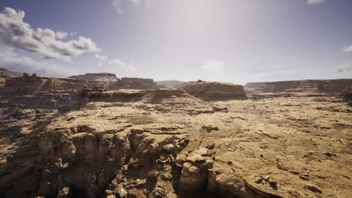 Slow Pan Over Arid Desert Canyon Landscape