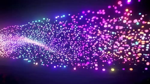 Abstrakte leuchtende Neonpartikelwelle, die im dunklen Raum fließt 3