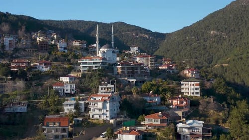 Aerial Video of Large Mosque in Village Center