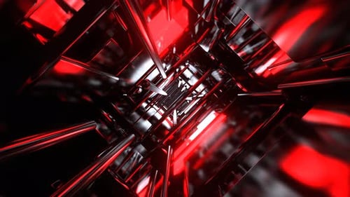 Weißer und roter unendlicher abstrakter Neonfrakturzonen-Hintergrund VJ Loop In 4K