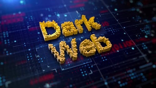 Dark Web 3D Pixel Text on Digital Circuit Board