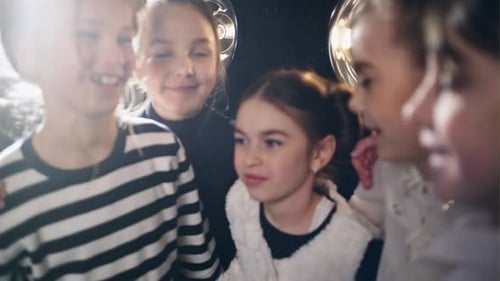 Group of Smiling Girls Hugging and Posing Together